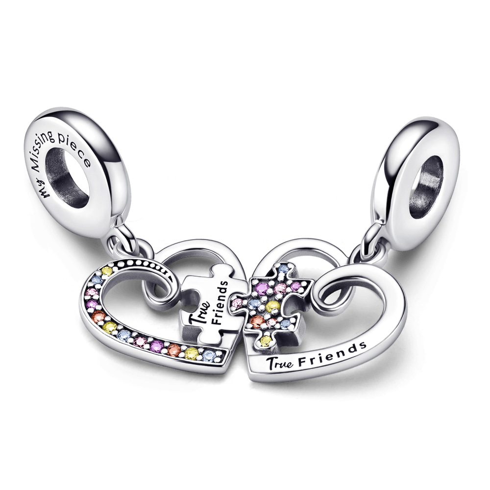 Piekarināmais puzles amulets ar sadalāmām draudzības sirdīm