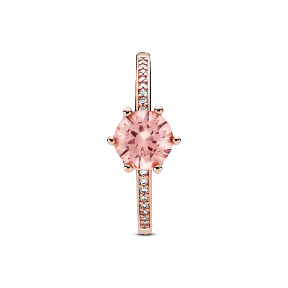 Mirdzošais rozā sirds un kroņa gredzens