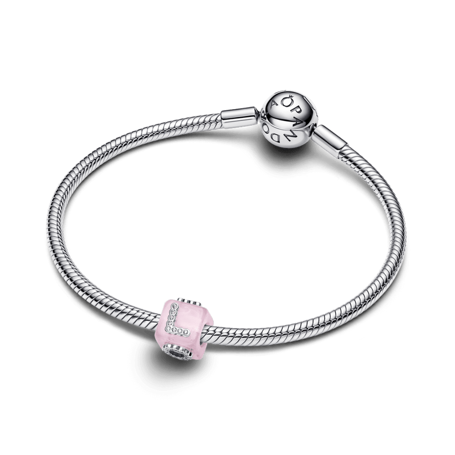 Rozā Murano stikla kubiskais mīlestības amulets