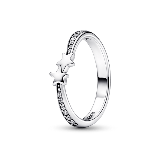 Mirdzošais gredzens ar krītošām zvaigznēm