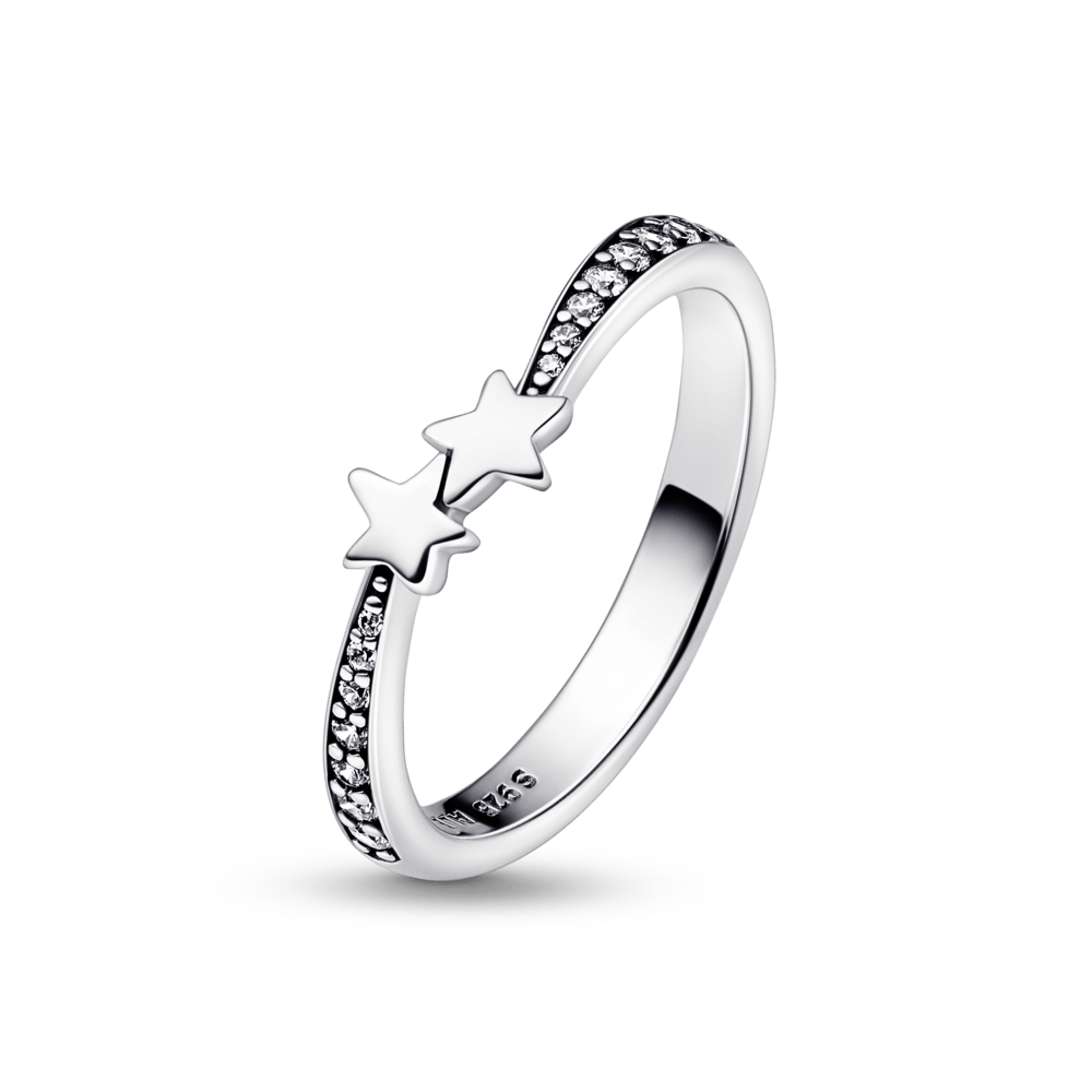 Mirdzošais gredzens ar krītošām zvaigznēm