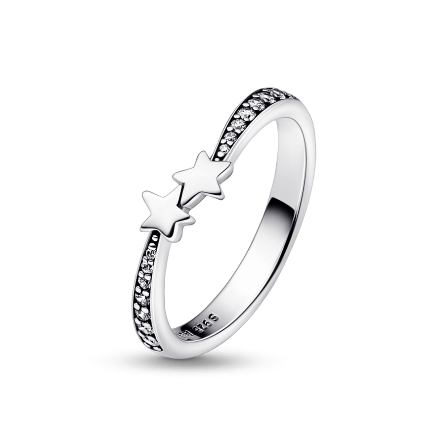 Mirdzošais gredzens ar krītošām zvaigznēm