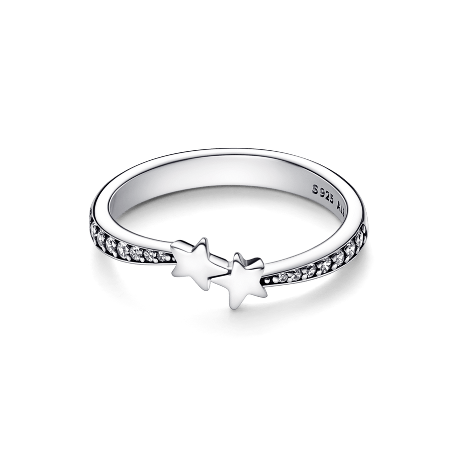 Mirdzošais gredzens ar krītošām zvaigznēm