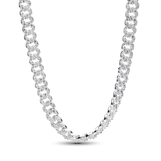 Kubas ķēdes sudraba kaklarota ar dzidro kubisko cirkoniju