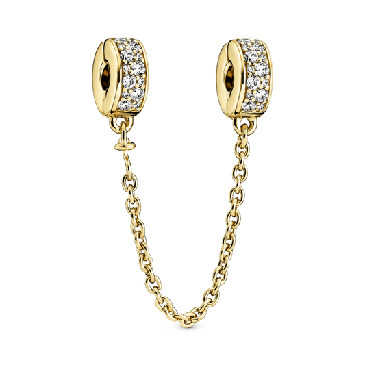 Piespraužams un caurspīdīgs pavé amulets ar drošības ķēdīti