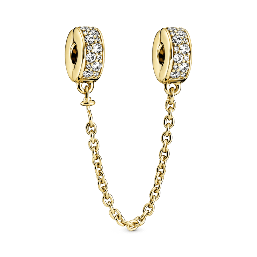 Piespraužams un caurspīdīgs pavé amulets ar drošības ķēdīti