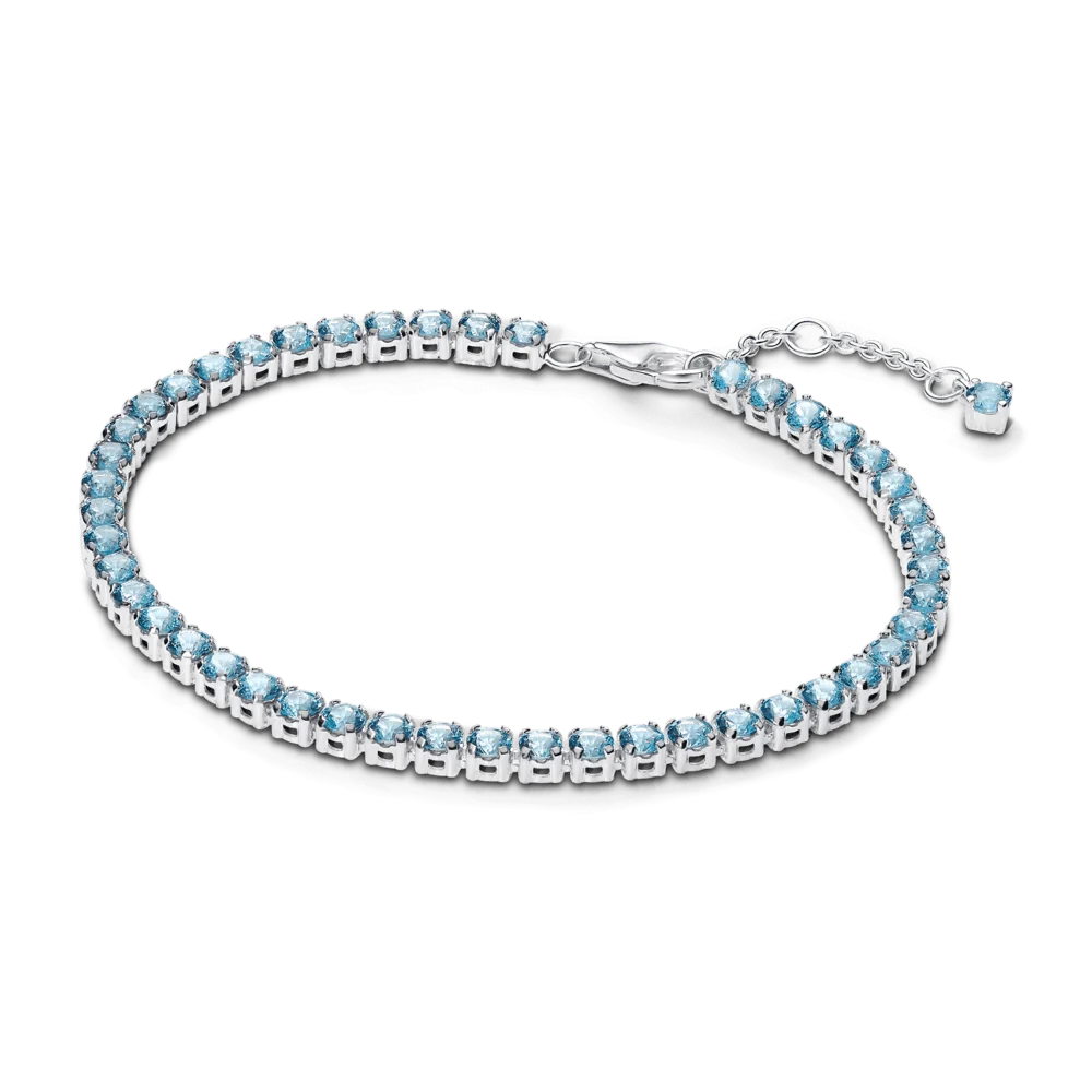 Spīdīga gaiši zila tenisa rokassprādze