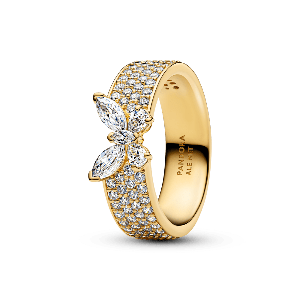 Mirdzoši greznais taureņa gredzens