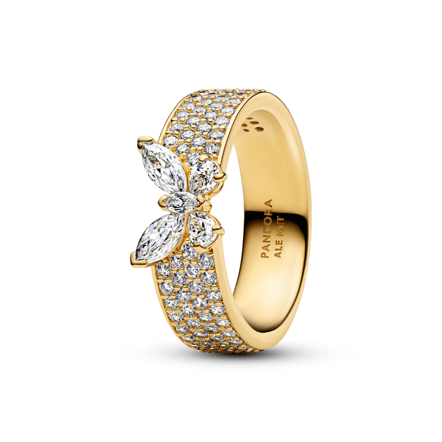 Mirdzoši greznais taureņa gredzens