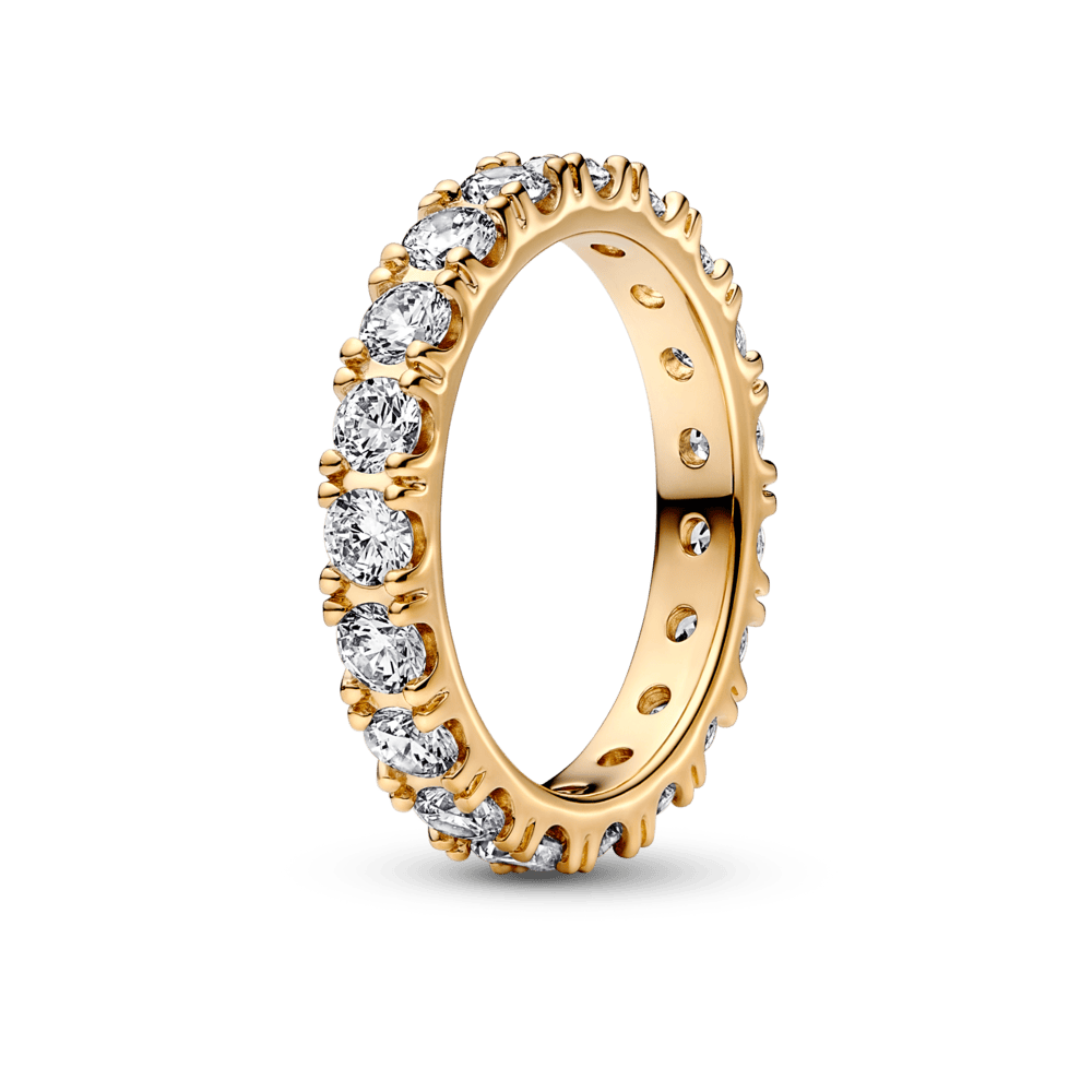 Mirdzošais mūžības gredzens ar akmentiņu joslām