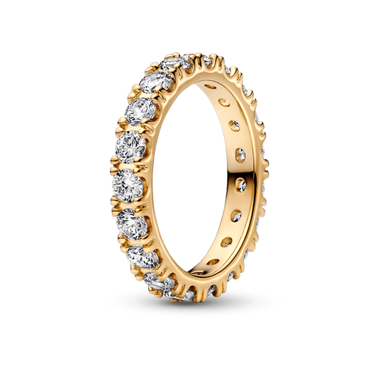 Mirdzošais mūžības gredzens ar akmentiņu joslām