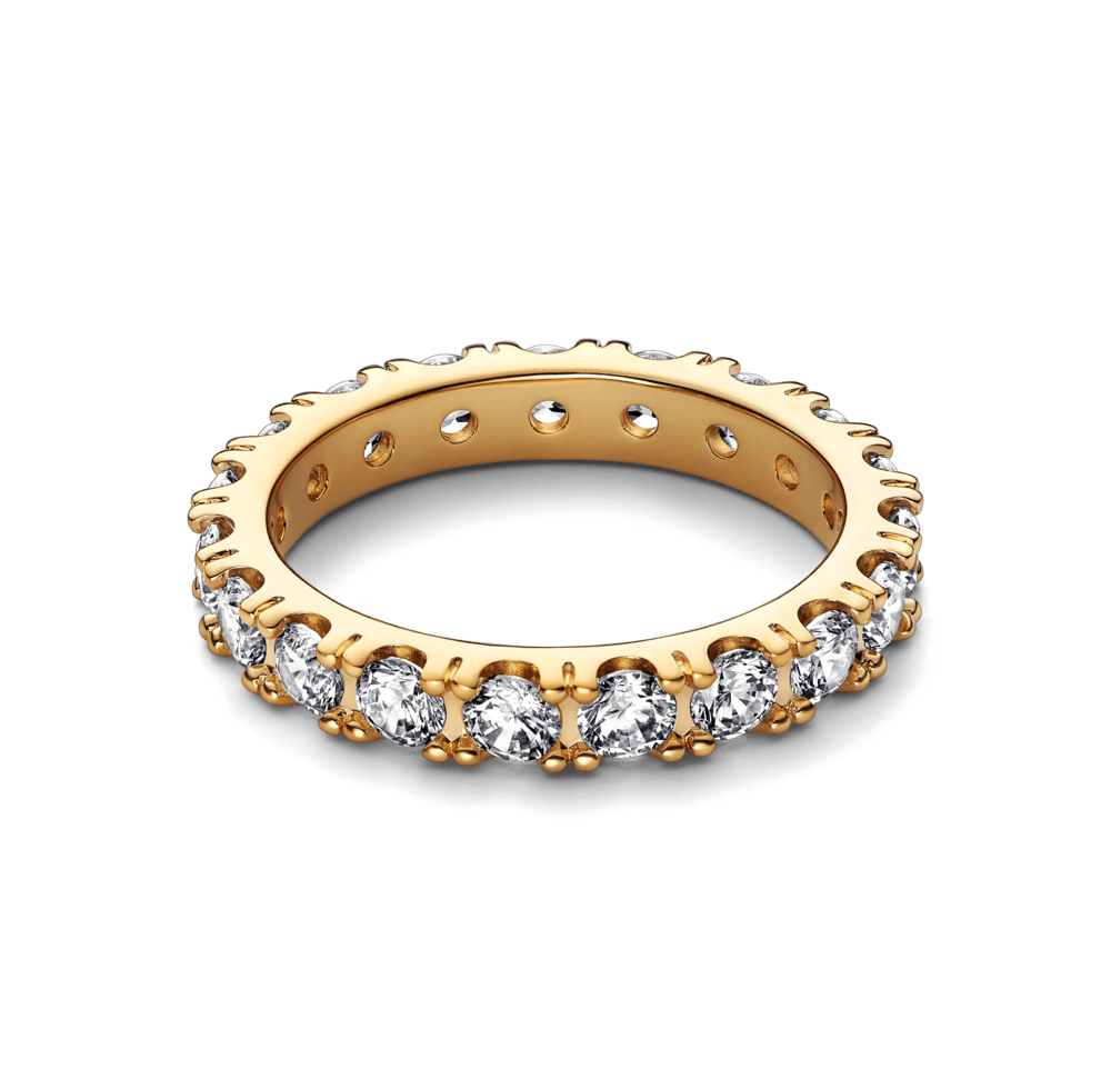 Mirdzošais mūžības gredzens ar akmentiņu joslām