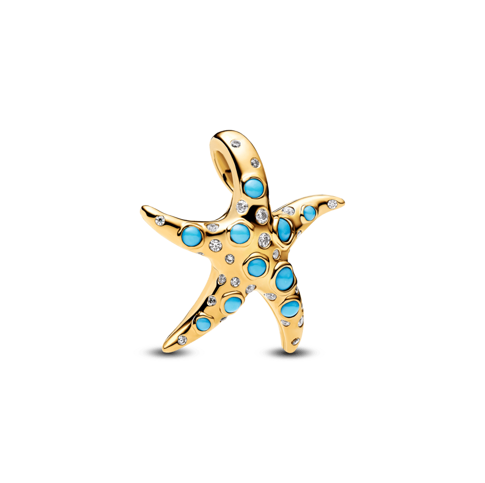 Mirdzoša zila jūras zvaigznes kulona amulets