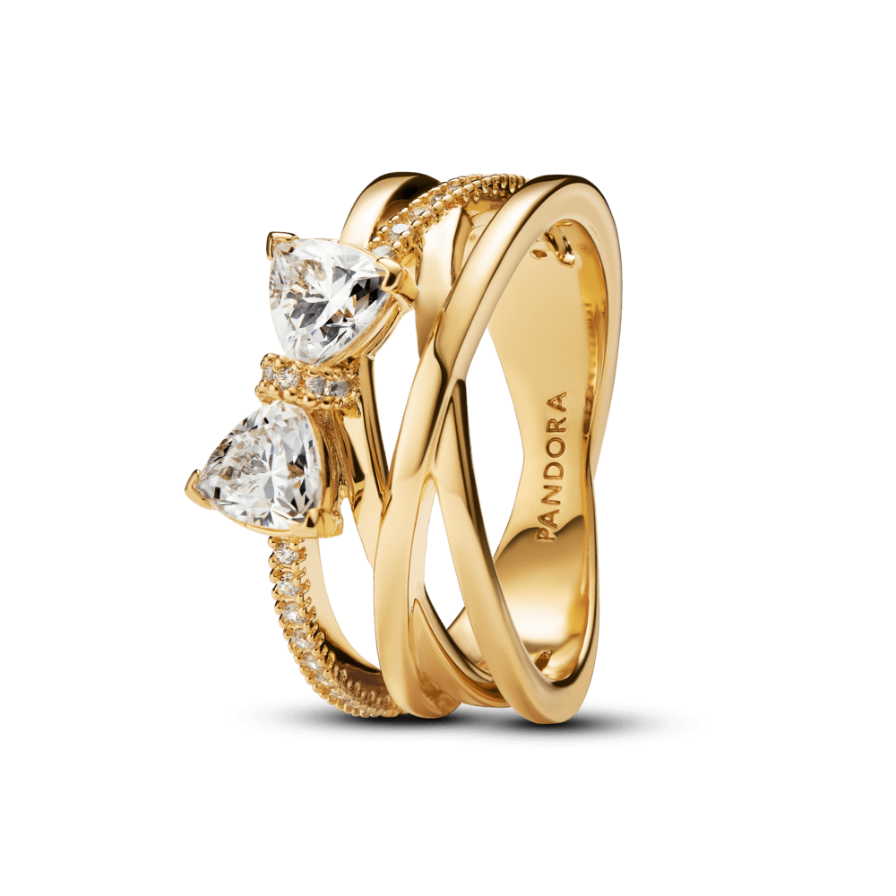 Mirdzošā tauriņa krustenisā dizaina gredzens