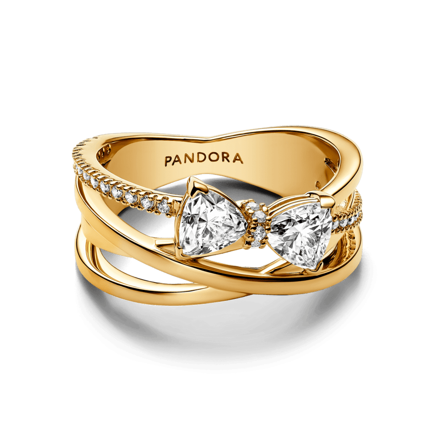 Mirdzošā tauriņa krustenisā dizaina gredzens