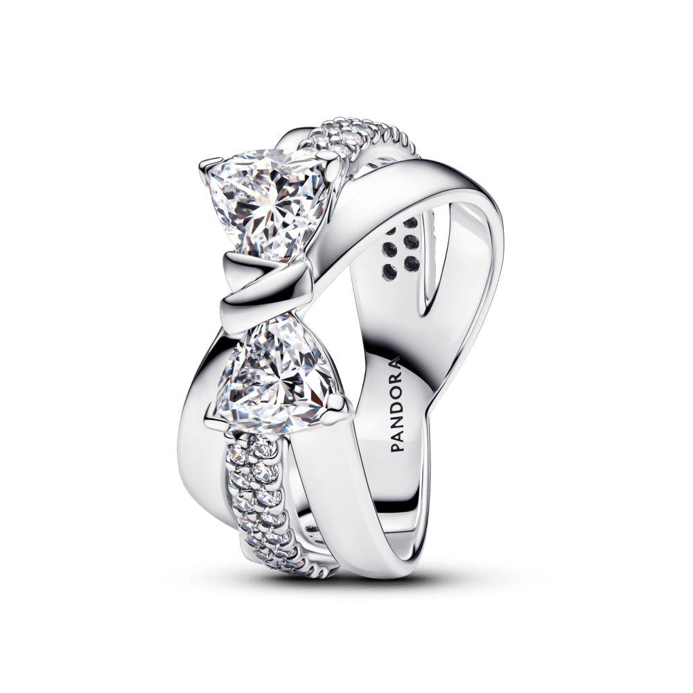 Mirdzošā tauriņa krustenisā dizaina gredzens