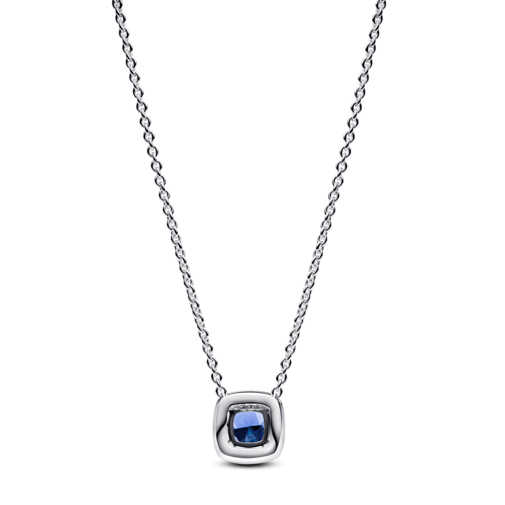 Kvadrātveida mirdzoša, zila Halo kulona kaklarota