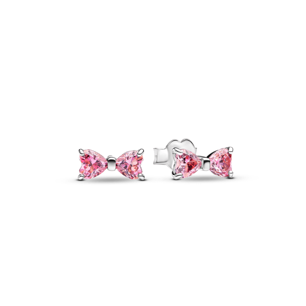 Dāvanu komplekt: Bantīšu kulona kaklarota & Stīpiņu auskari Mirdzošais rozā tauriņš