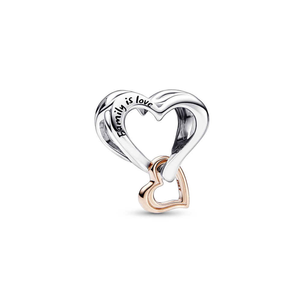 Divtoņu ažūra rakstā veidots bezgalības sirds amulets