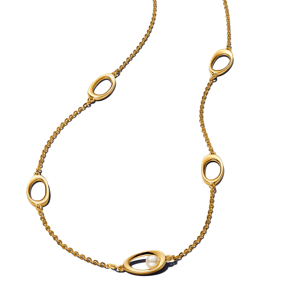 Kaklarota ar organisku ovālu un apstrādātu kultivētu saldūdens pērli