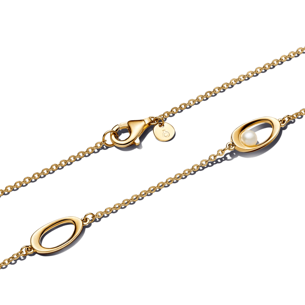 Kaklarota ar organisku ovālu un apstrādātu kultivētu saldūdens pērli