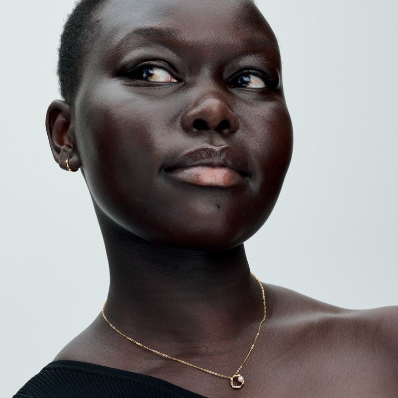 Organiskas formas Pavé apļveida un saldūdens kultivētu pērļu Collier kaklarota