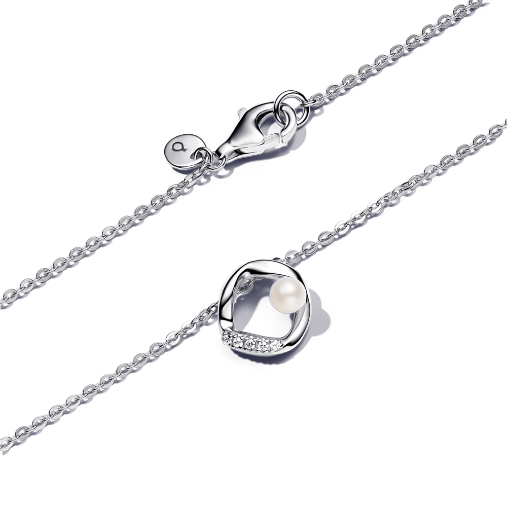 Organiskas formas Pavé apļveida un saldūdens kultivētu pērļu Collier kaklarota