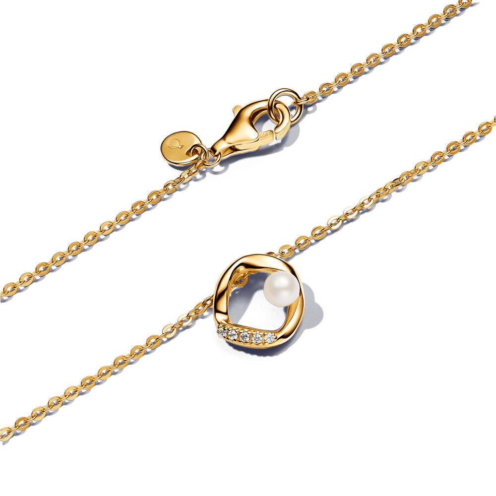 Organiskas formas Pavé apļveida un saldūdens kultivētu pērļu Collier kaklarota