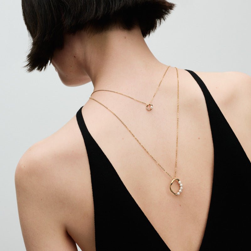 Organiskas formas Pavé apļveida un saldūdens kultivētu pērļu Collier kaklarota