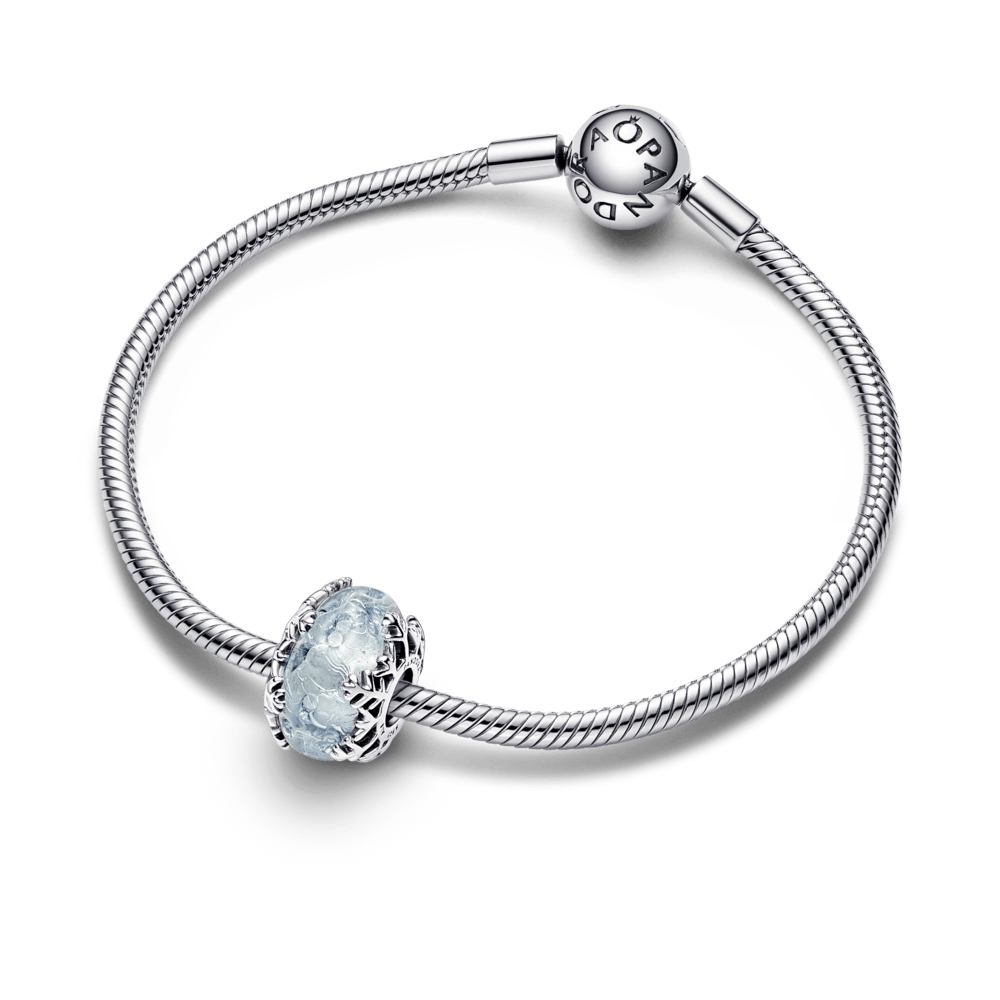 Zilais Murano ziemas sniegpārsliņas amulets