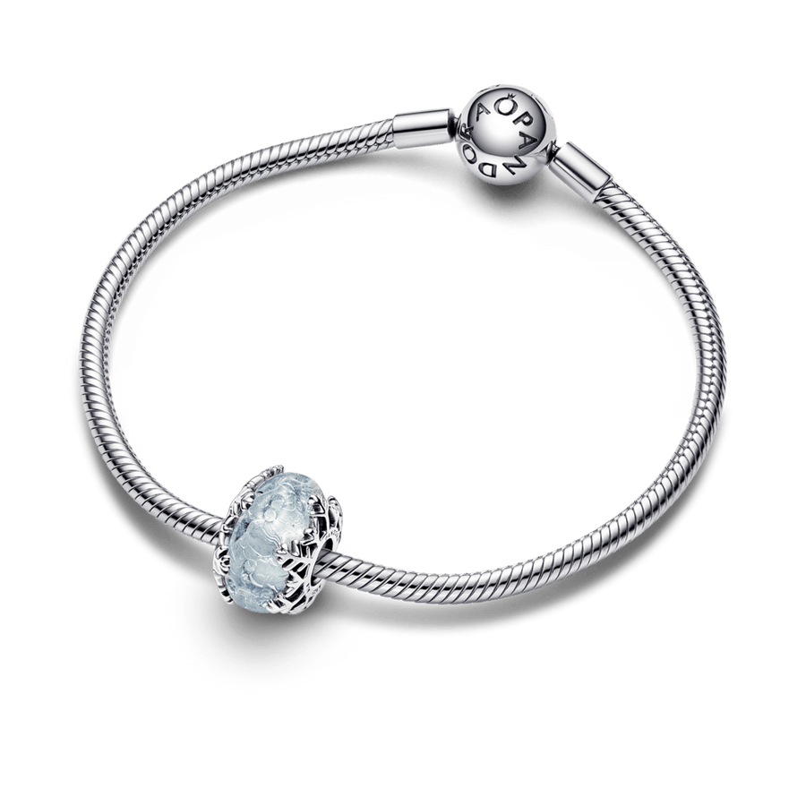 Zilais Murano ziemas sniegpārsliņas amulets