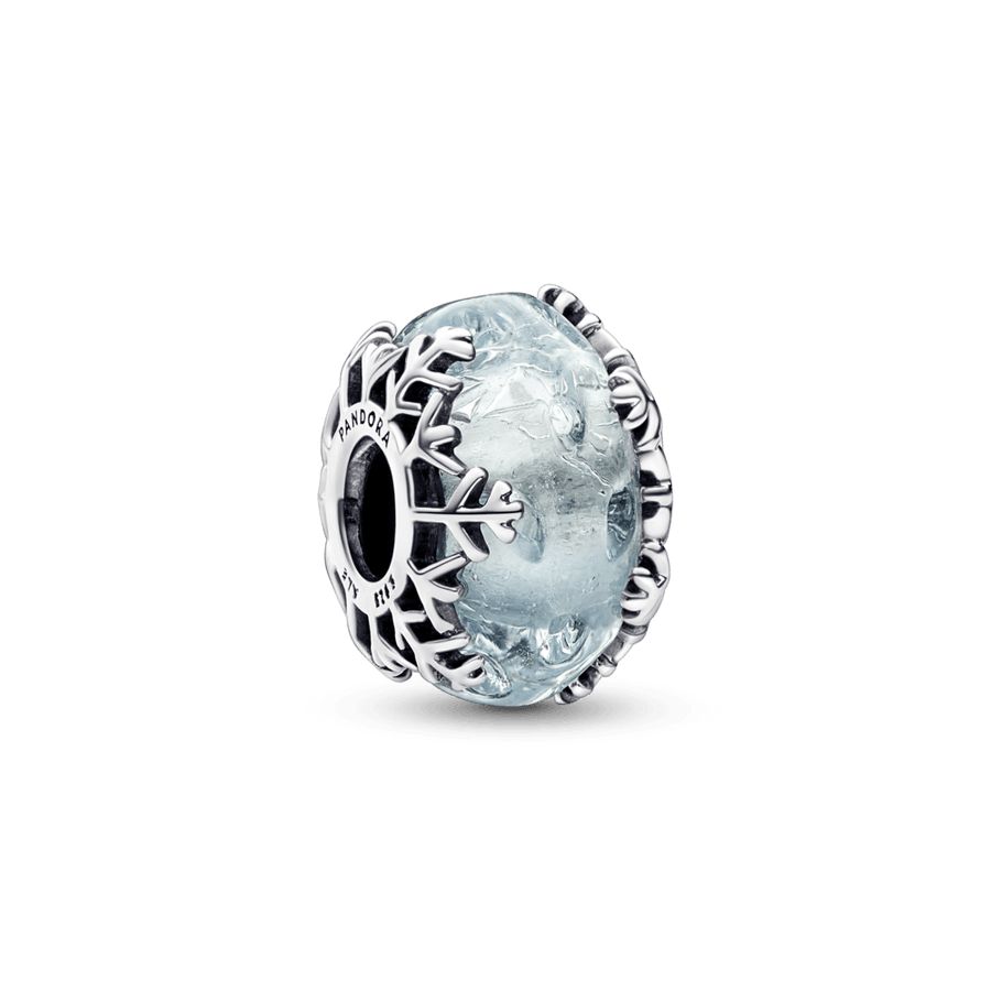 Zilais Murano ziemas sniegpārsliņas amulets