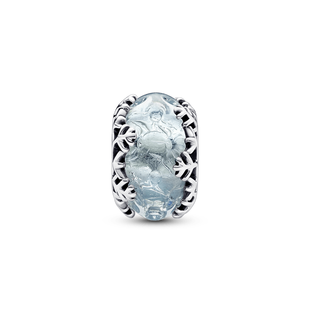 Zilais Murano ziemas sniegpārsliņas amulets