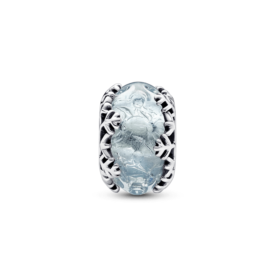 Zilais Murano ziemas sniegpārsliņas amulets