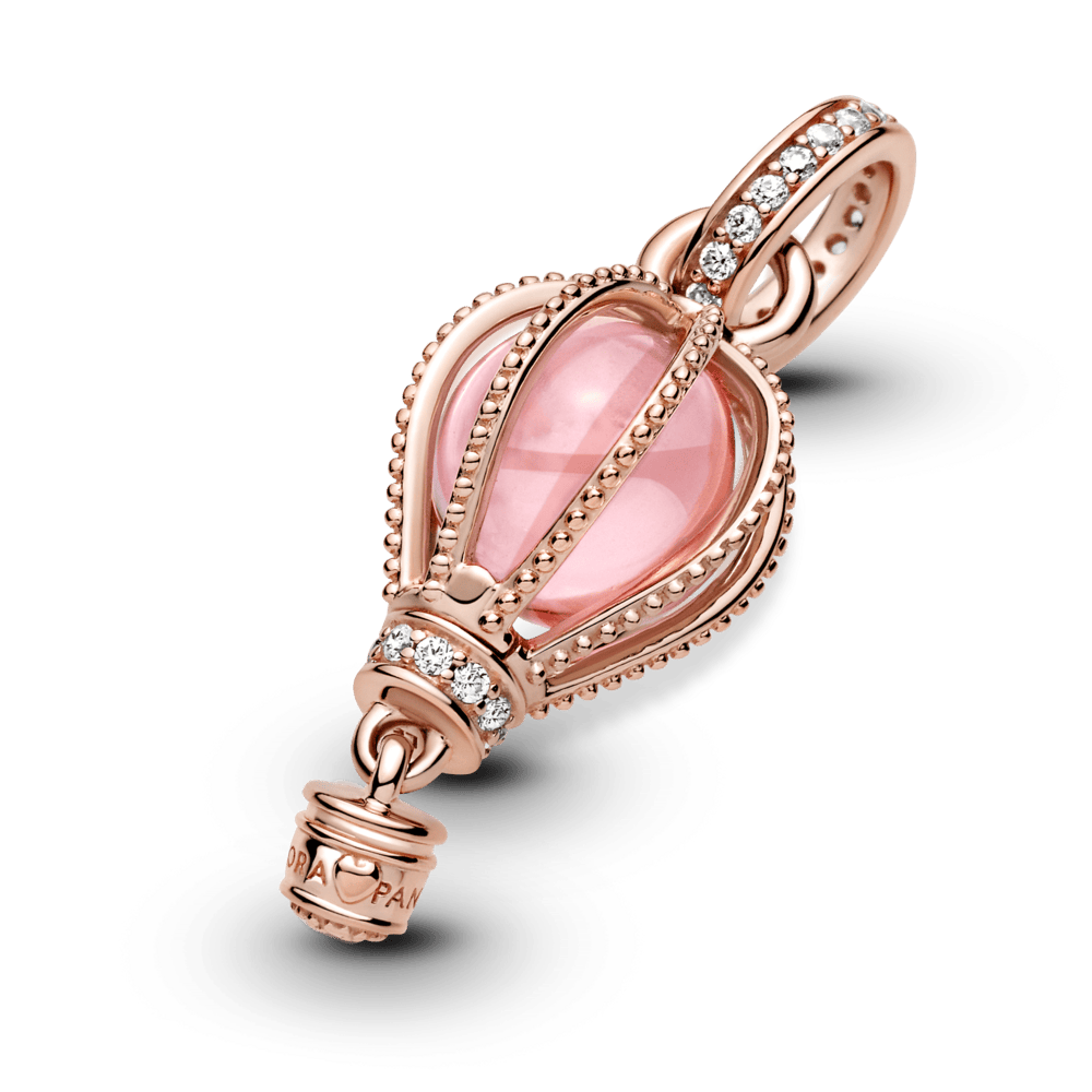 Piekarināmais mirdzoša rozā gaisa balona amulets