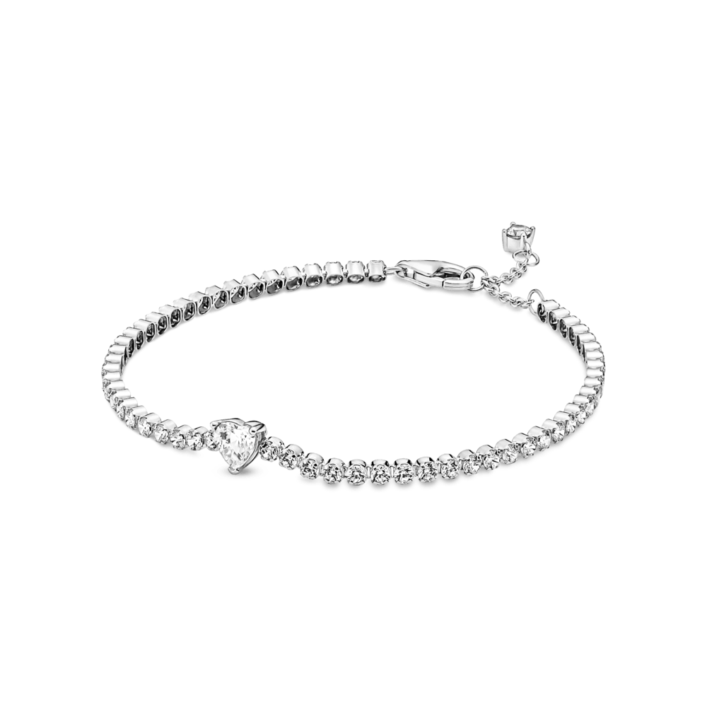 Mirdzošā tenisa rokassprādze ar sirds motīvu