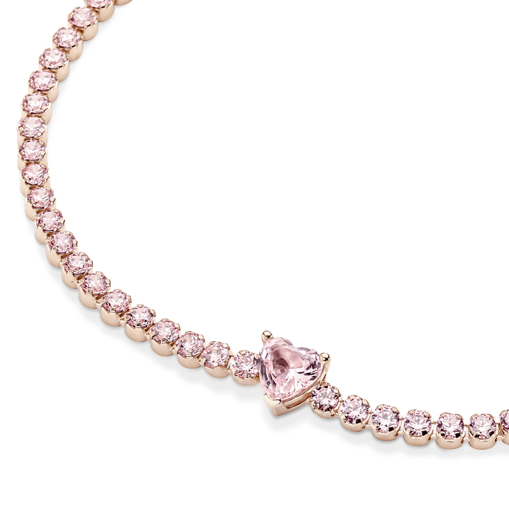 Mirdzošā tenisa rokassprādze ar sirds motīvu