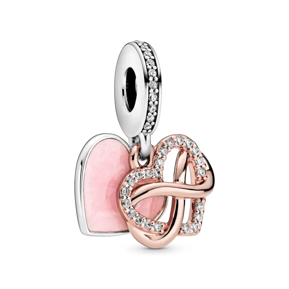 Mirdzošs piekarināmais sirsniņamulets ar bezgalības motīvu