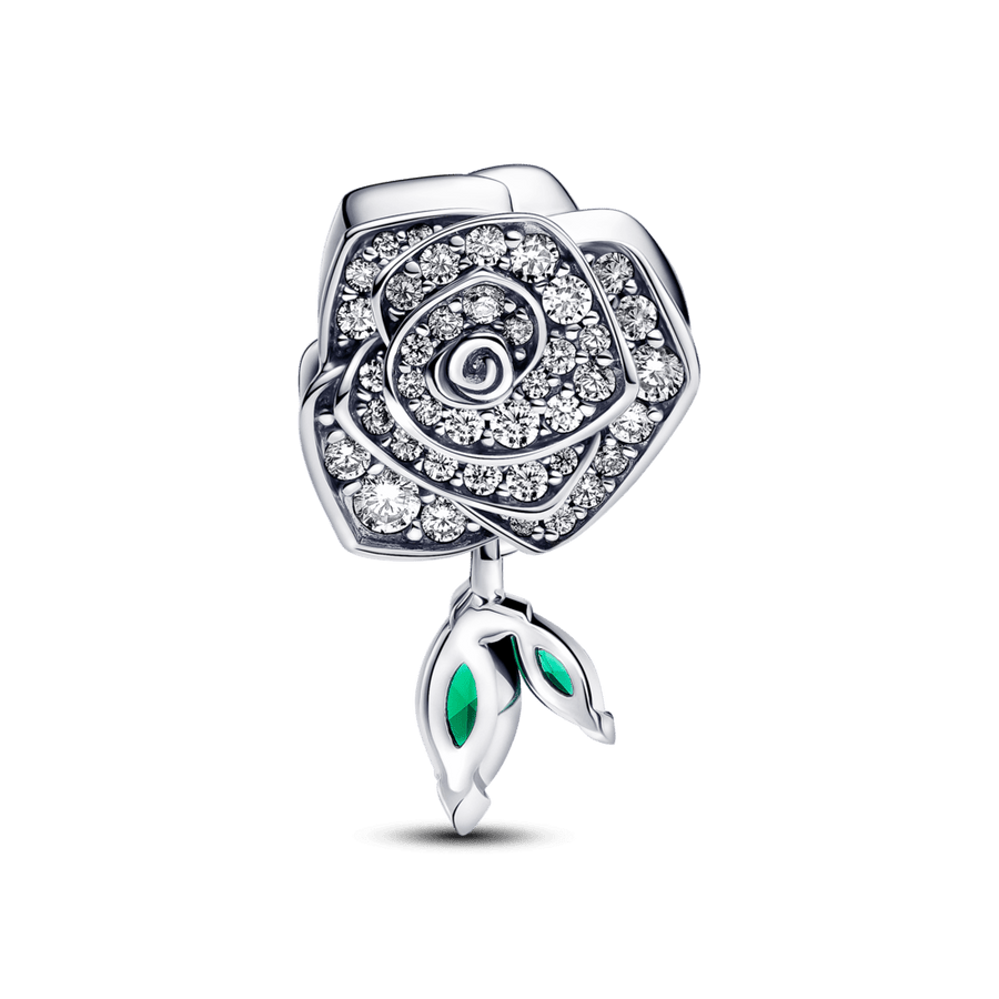 Mirdzošs rozes zieda amulets