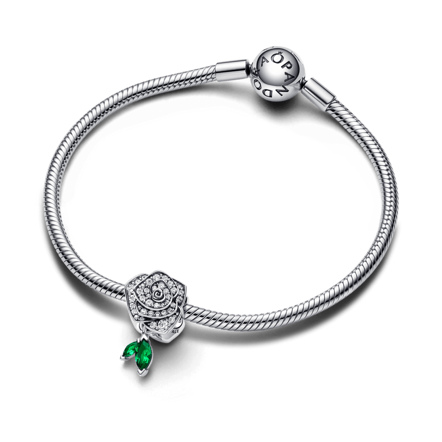 Mirdzošs rozes zieda amulets