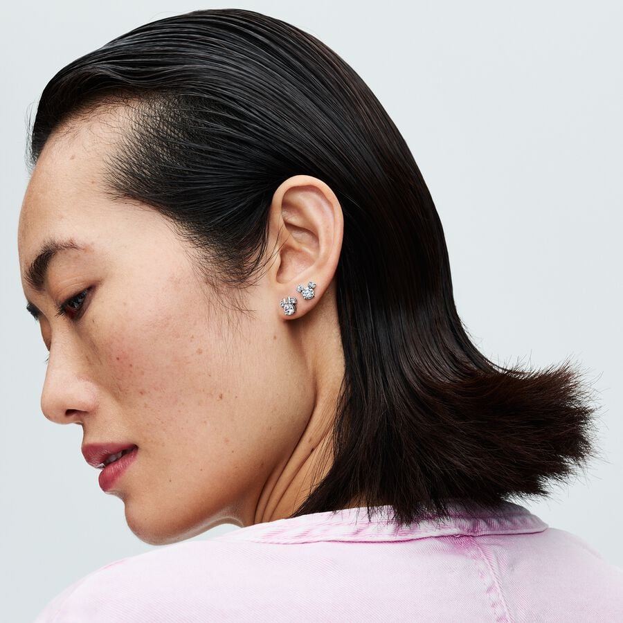 Disney Mickey Mouse & Minnie Mouse mirdzošie stīpiņu auskari