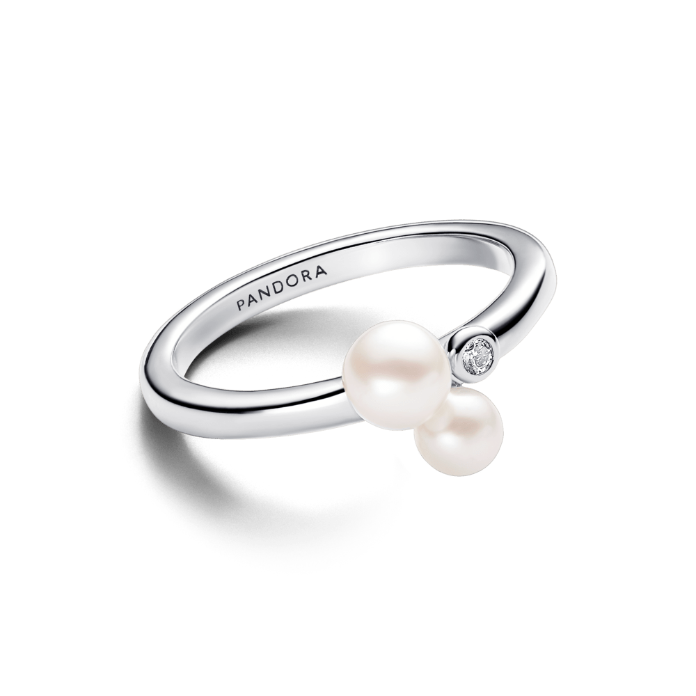 Gredzens ar divām apstrādātām, mākslīgi audzētām saldūdens pērlēm