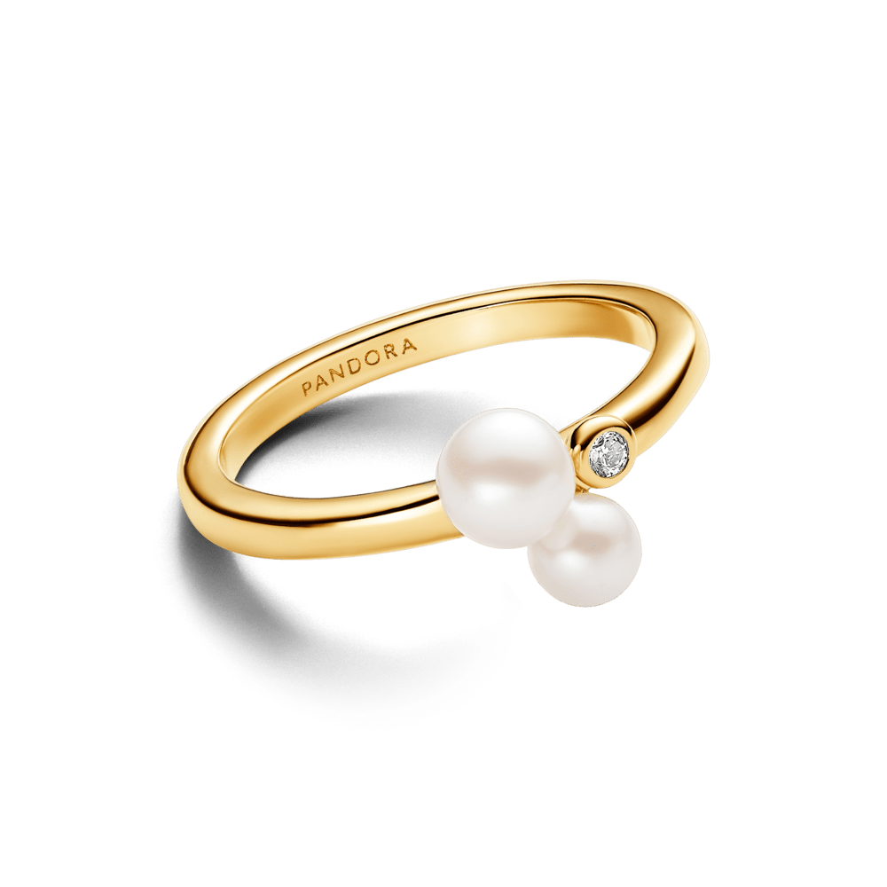 Gredzens ar divām apstrādātām, mākslīgi audzētām saldūdens pērlēm