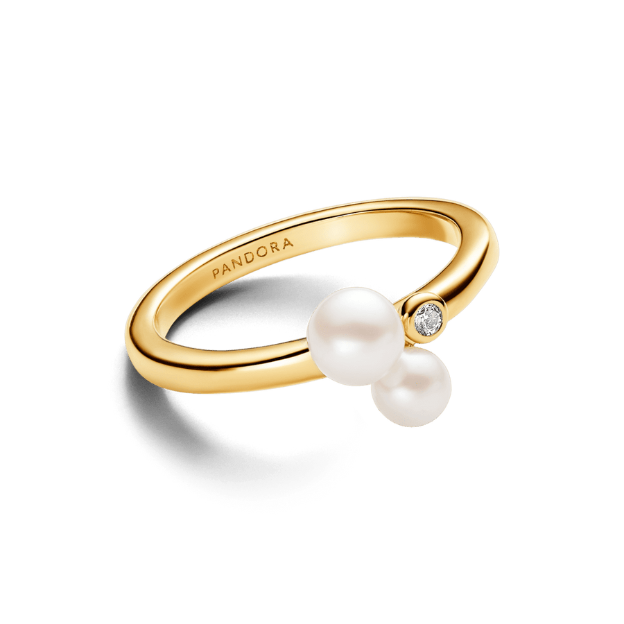 Gredzens ar divām apstrādātām, mākslīgi audzētām saldūdens pērlēm