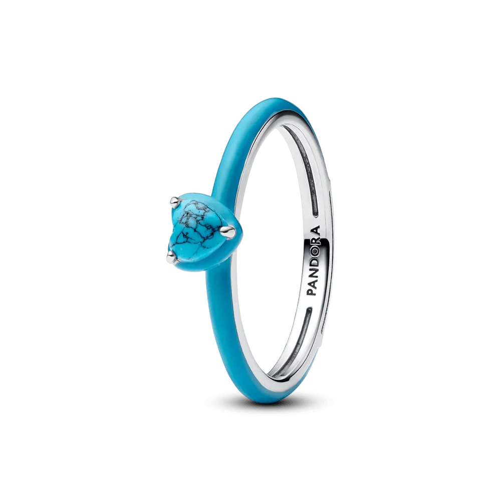 Gredzens ar tirkīza sirds formas akmeni