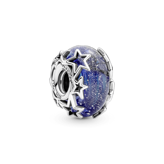 Galaktiski zilais zvaigžņu amulets no Murano stikla