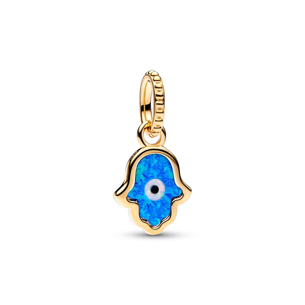 Piekarināmais mirdzoši zilais Hamsa rokas amulets