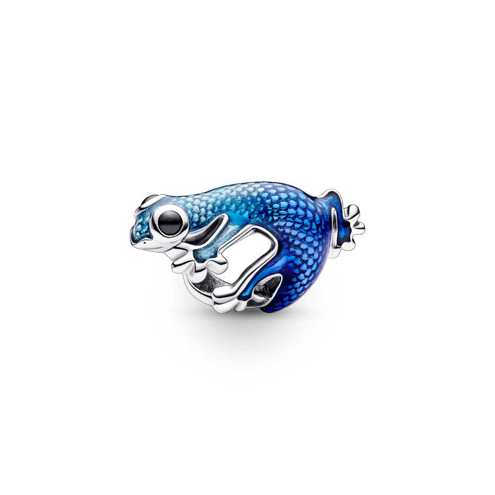 Metāliski zils gekona amulets