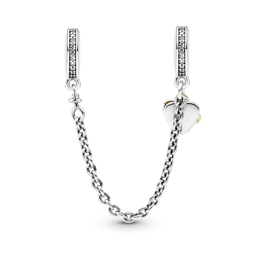 Drošības ķēdītes amulets ar ģimenes un sirds motīvu