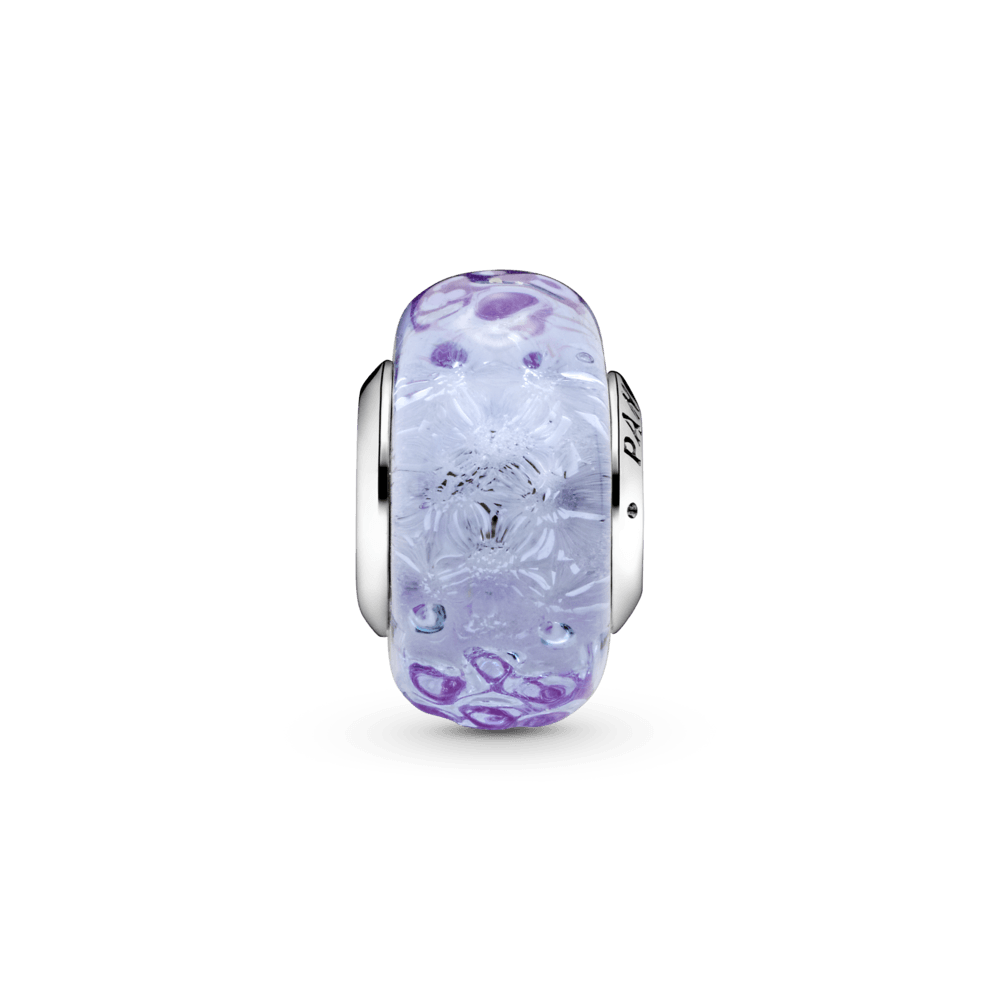 Viļņotais Murano stikla amulets lavandas krāsā